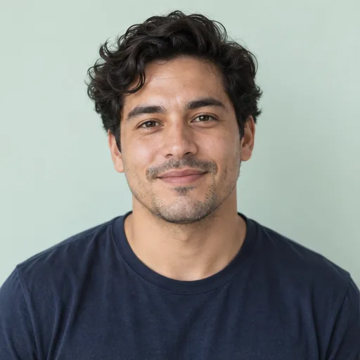 AI-generated portrait of a made-up person, shown on Leo Costa’s example profile