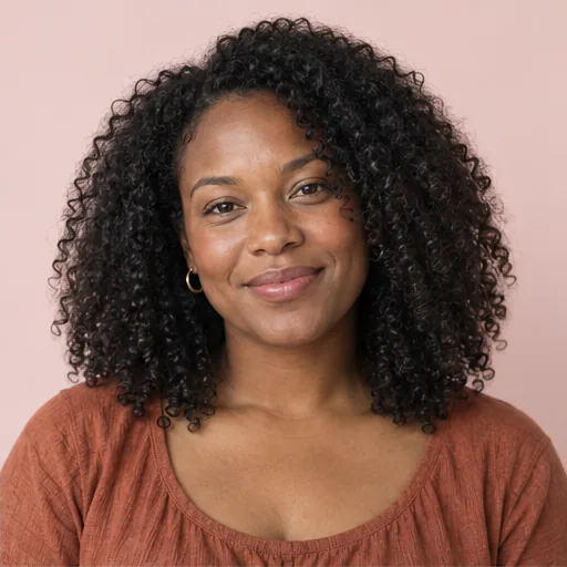 AI-generated portrait of a made-up person, shown on Maya Brooks’s example profile