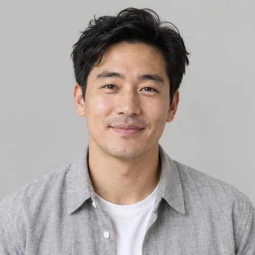 AI-generated portrait of a made-up person, shown on Miles Chen’s example profile